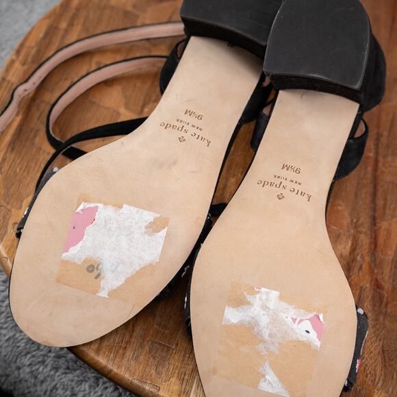 Kate Spade Watson Suede and Cotton Embroidered Black Heels Womens Size 9.5 M - Picture 6 of 6